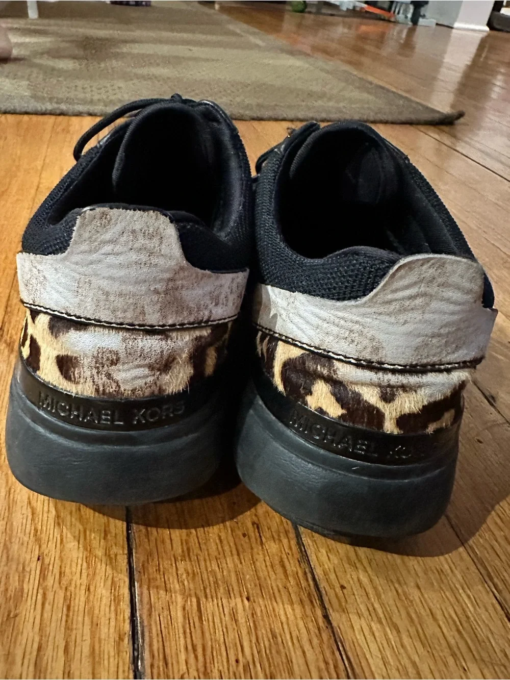 Michael Kors Black Mesh Leopard Print Sneakers Women’s Size 8